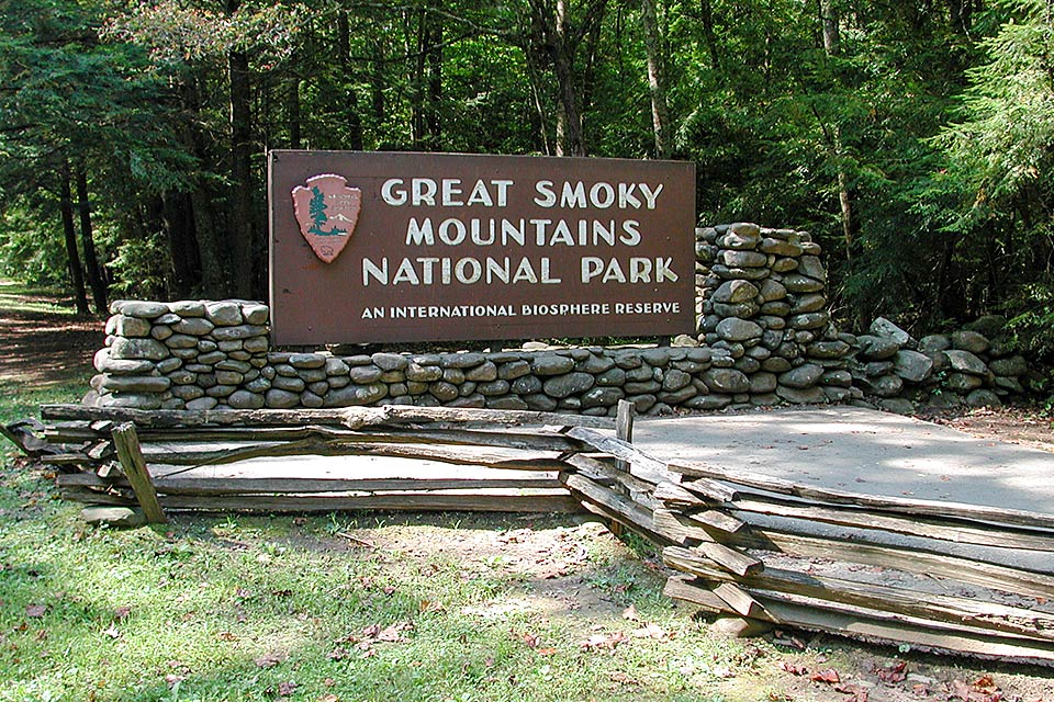 The park entrance sign